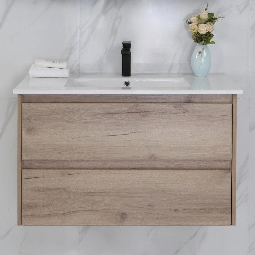 Max Wall Hung Vanity Including Flat Stone Top and Undermount Basin