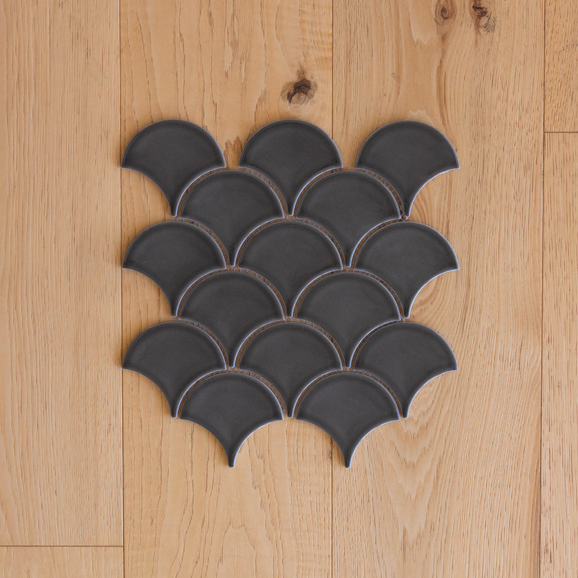 Moroccan Fan Gloss Mosaic Grey