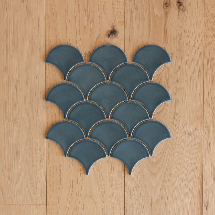Moroccan Fan Gloss Mosaic Blue