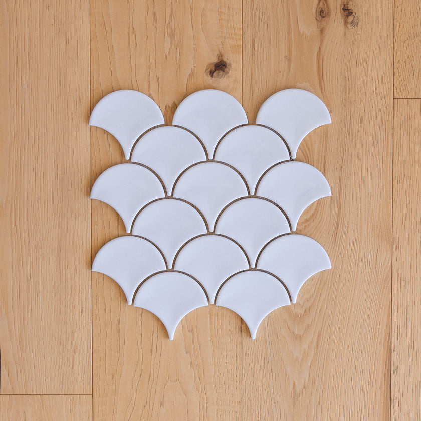 Moroccan Fan Gloss Mosaic White