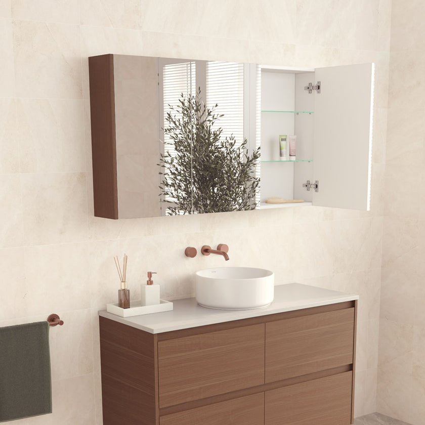 Mirror Cabinet With Walnut Side Panels
