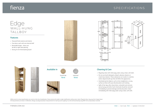 Edge Scandi Oak Wall Hung Tall Boy
