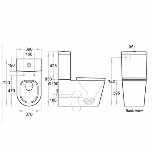 Black Curved Wall Faced Toilet Suite