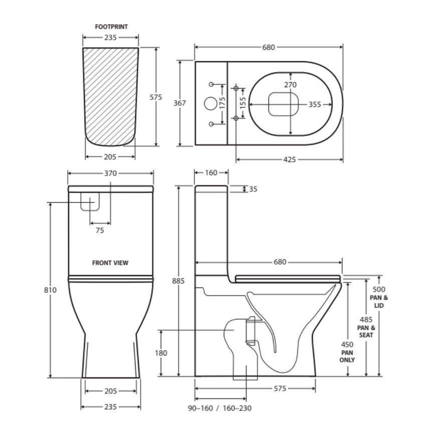 Delta Nano Glaze Back To Wall Extra Height Toilet