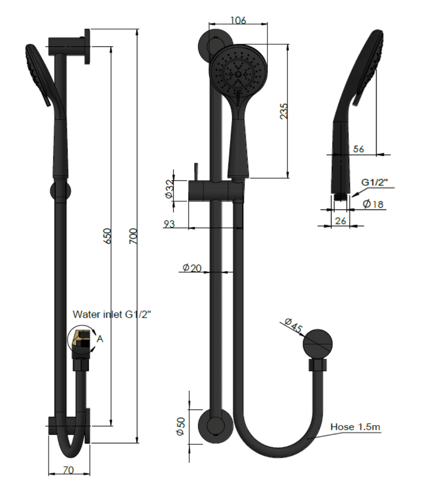 Meir Round Three Function Rail Shower