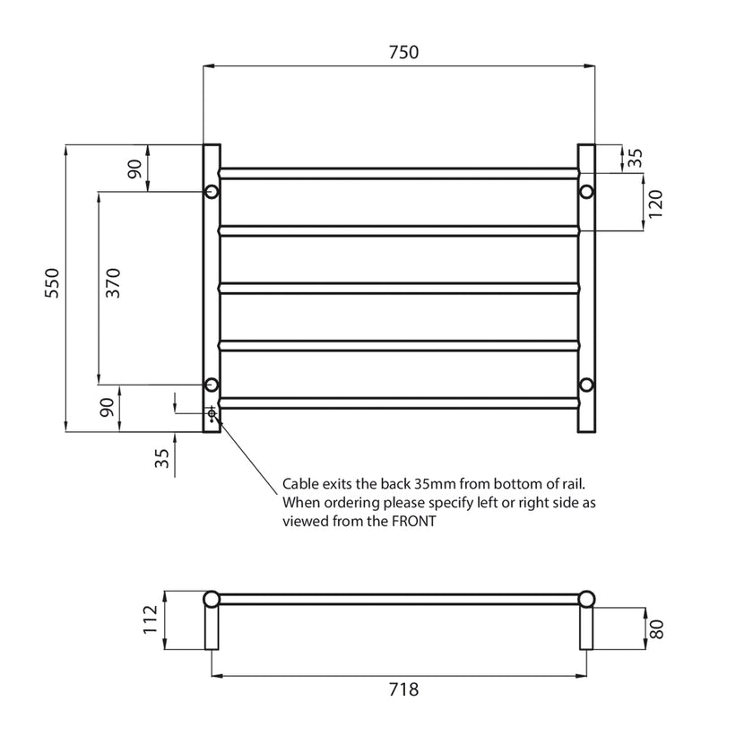 Round Heated Towel Ladder 750mm x 550mm