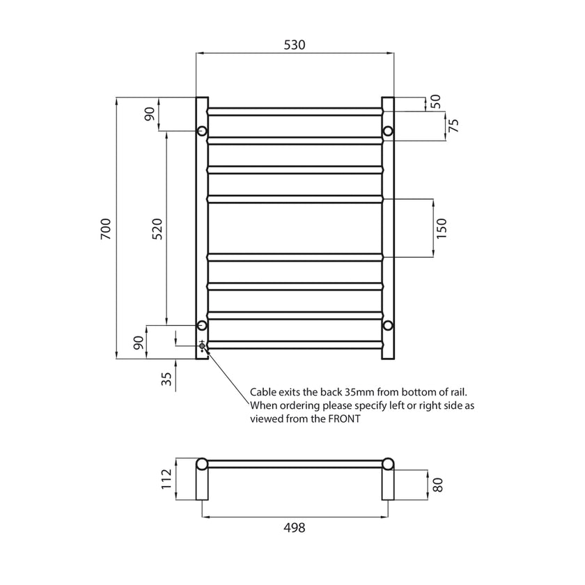 Round Heated Towel Ladder 530mm x 700mm