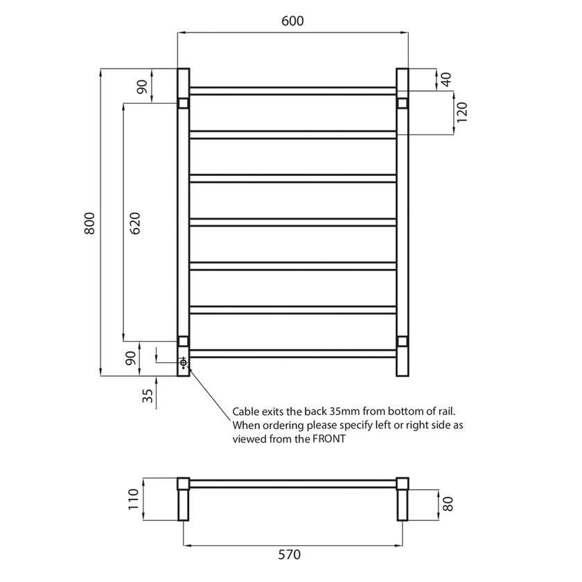 Square Heated Towel Ladder