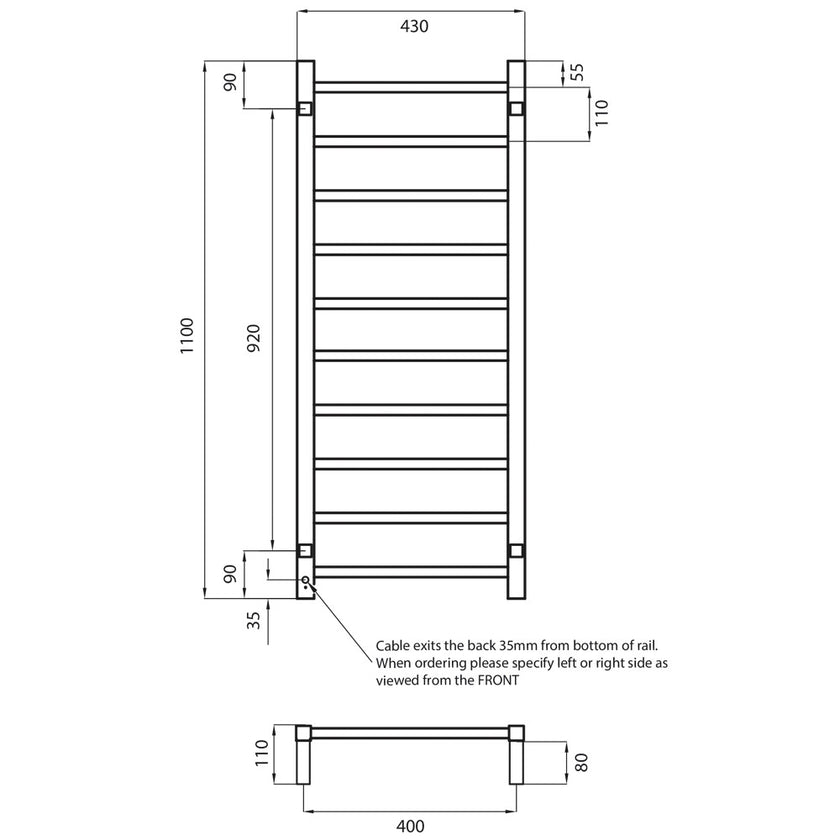 Square Heated Towel Ladder